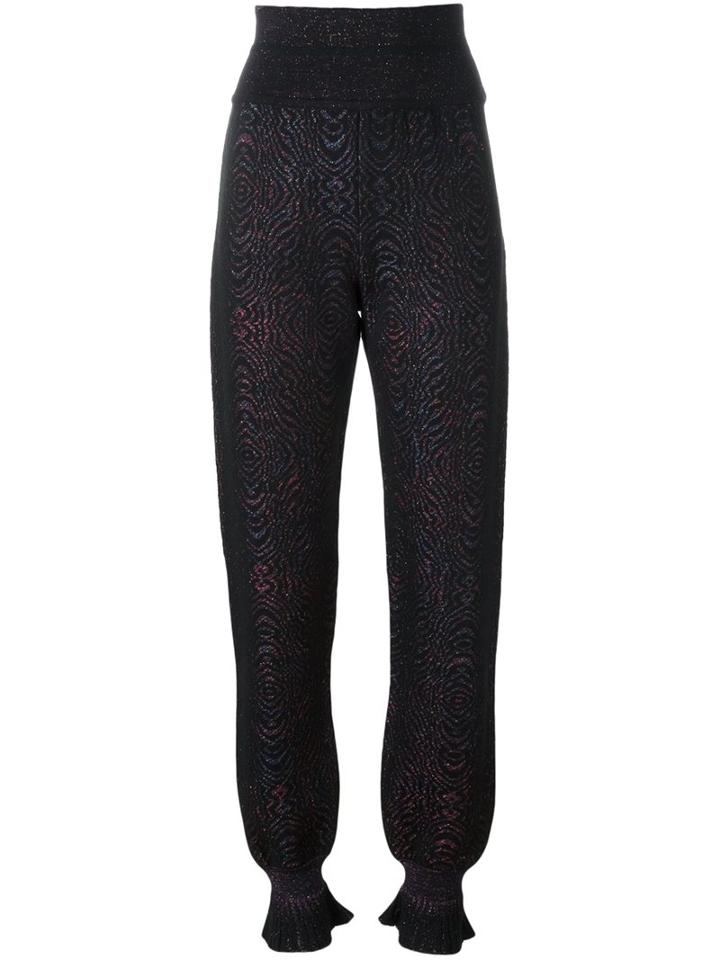 Lanvin Animal Print Tapered Trousers, Women's, Size: Medium, Black, Polyamide/polyester/spandex/elastane/wool