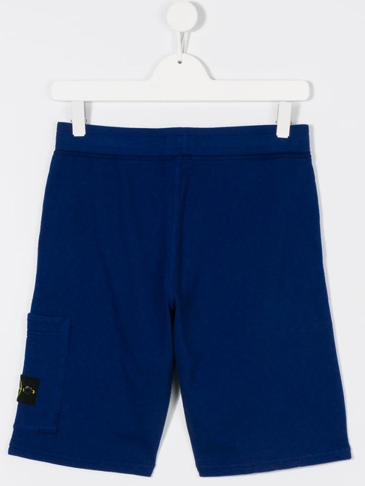 Stone Island Junior Logo Patch Track Shorts - Blue