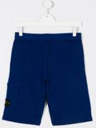 Stone Island Junior Logo Patch Track Shorts - Blue