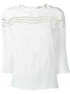 Fendi Sheer Stripes Blouse, Women's, Size: 44, White, Silk/polyamide