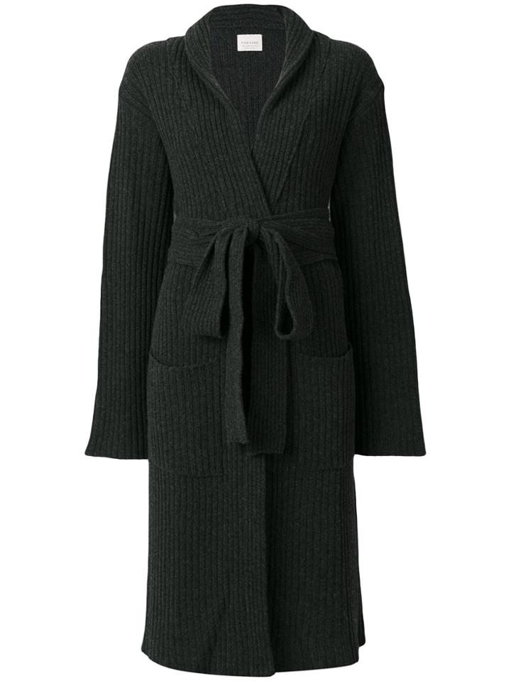 Fine Edge Belted Wrap Dress - Grey