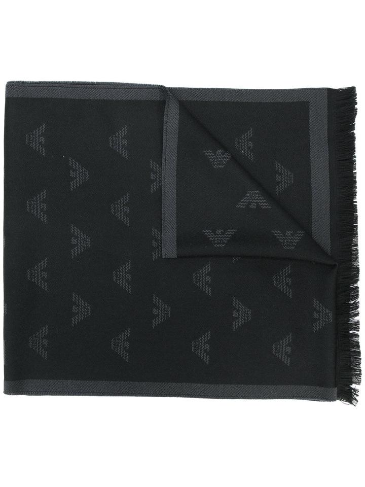 Emporio Armani - Logo Patter Scarf - Men - Wool - One Size, Black, Wool