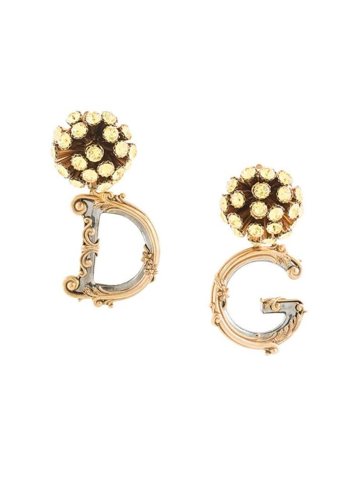 Dolce & Gabbana Logo Pendant Earrings - Gold