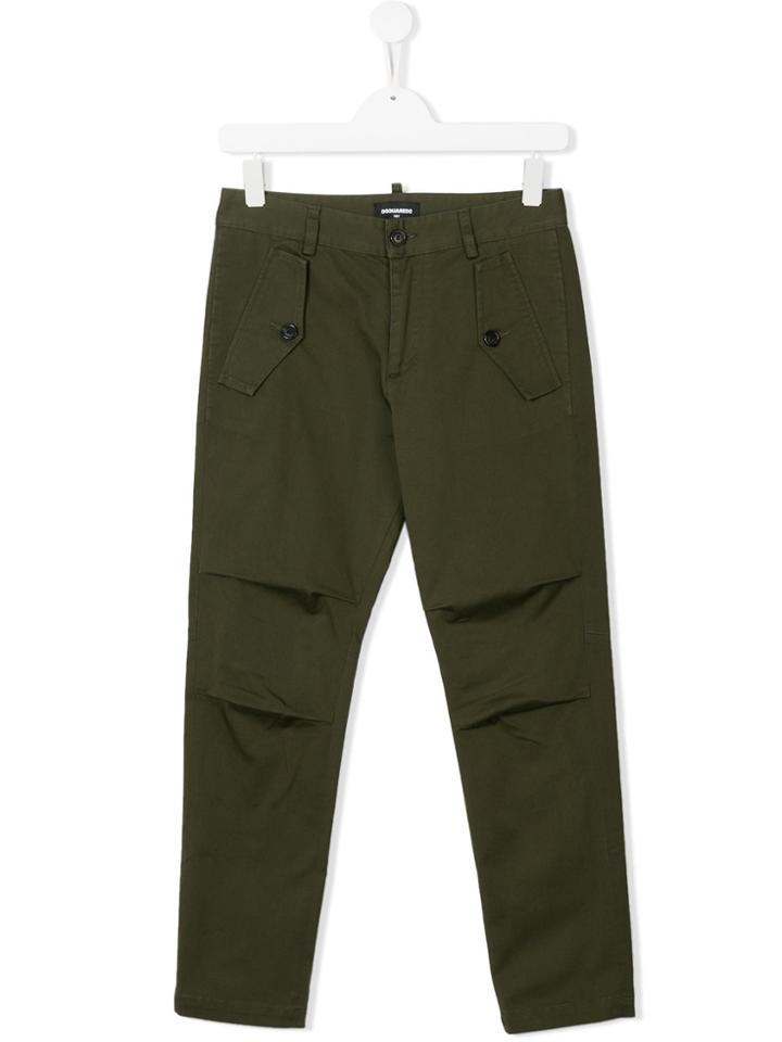Dsquared2 Kids Inverted Pleat Detail Trousers - Green