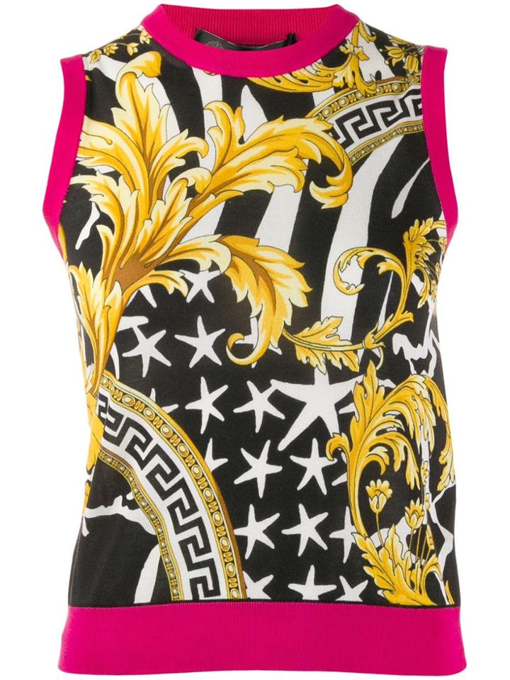 Versace Mixed-print Vest - Black