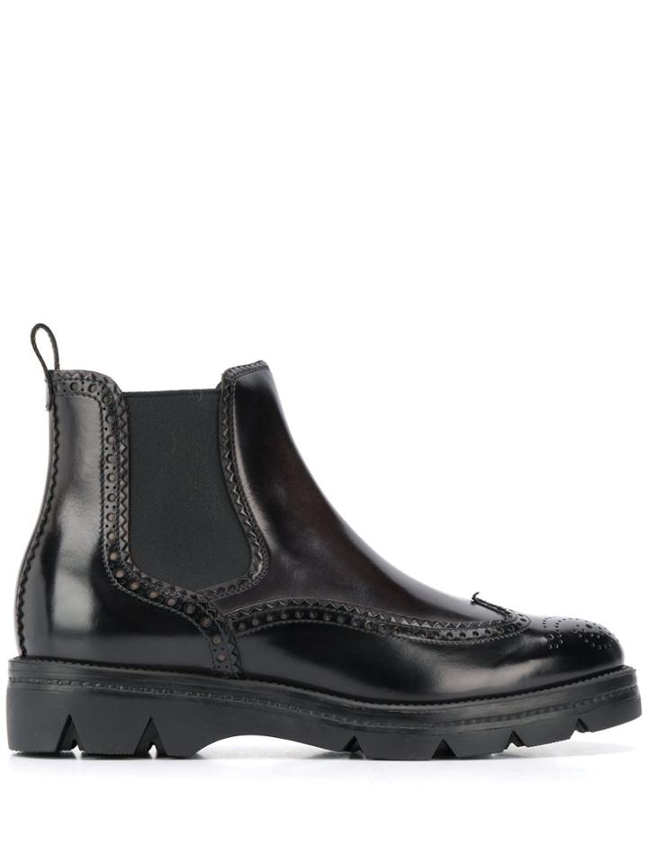 Santoni Embossed Ankle Boots - Black
