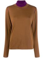 Salvatore Ferragamo Contrasting Neck Jumper - Brown