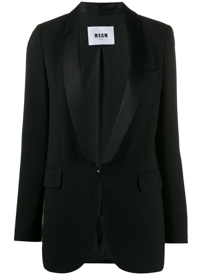 Msgm Single-breasted Hooked Blazer - Black