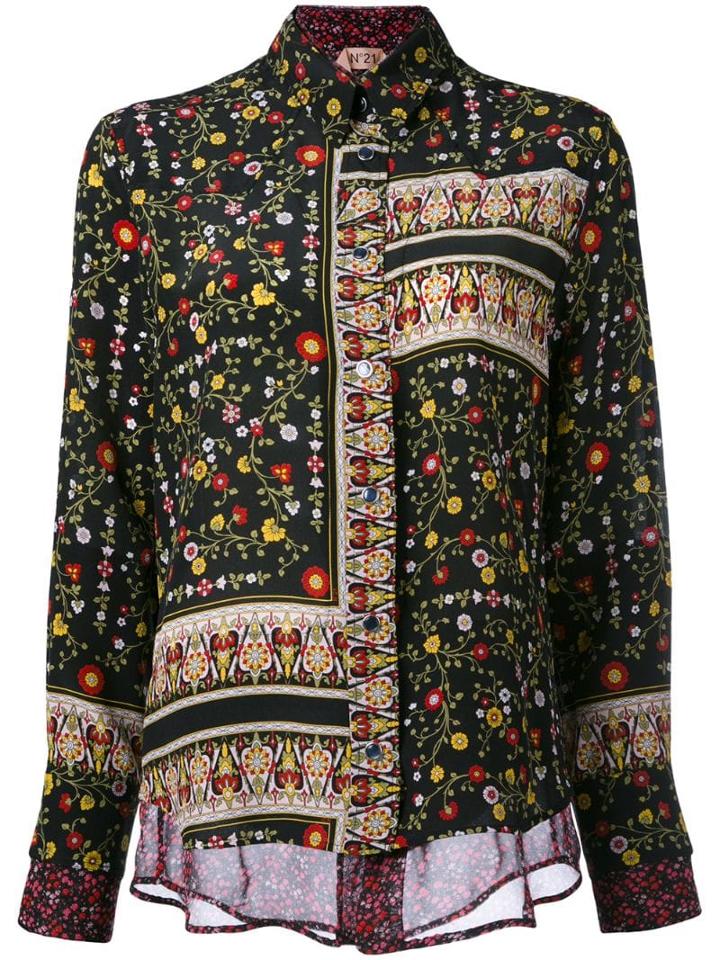 Nº21 Patchwork Floral Shirt - Black