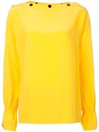 Emilio Pucci - Button Slash Neck Blouse - Women - Silk - 46, Yellow/orange, Silk