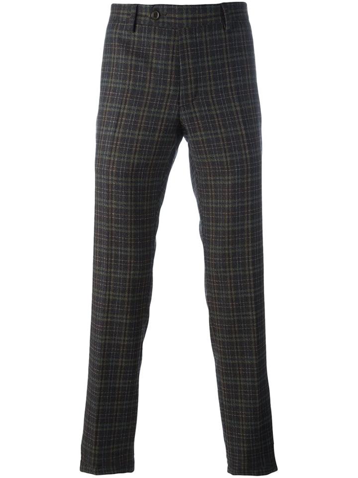 Al Duca D'aosta 1902 Checked Tailored Trousers, Men's, Size: 50, Brown, Cotton/cashmere/virgin Wool