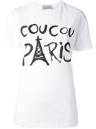 Être Cécile 'cou Cou Paris' Print T-shirt, Women's, Size: Large, White, Cotton