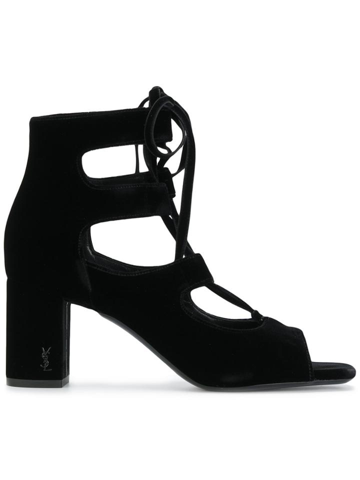 Saint Laurent Loulou 70 Lace-up Sandals - Black