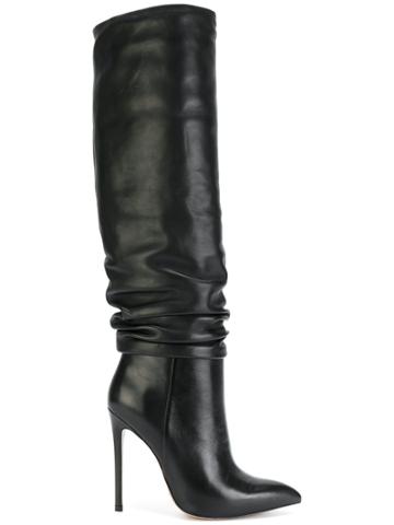 Gianni Renzi Ruched Detail Mid-calf Boots - Black