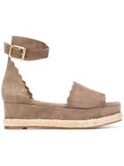 Chloé Scallop-trim Platform Sandals - Brown