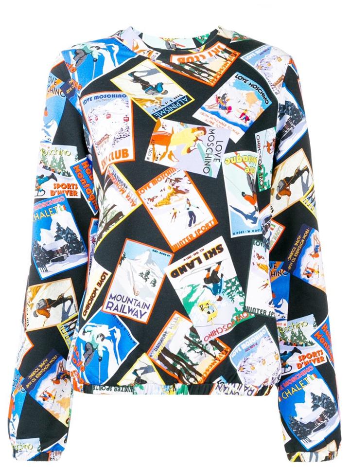Love Moschino Postcard Printed Sweater - Black