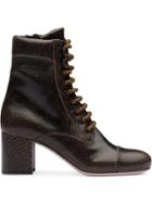 Miu Miu Lace-up Ankle Boots - F0192 Ebony