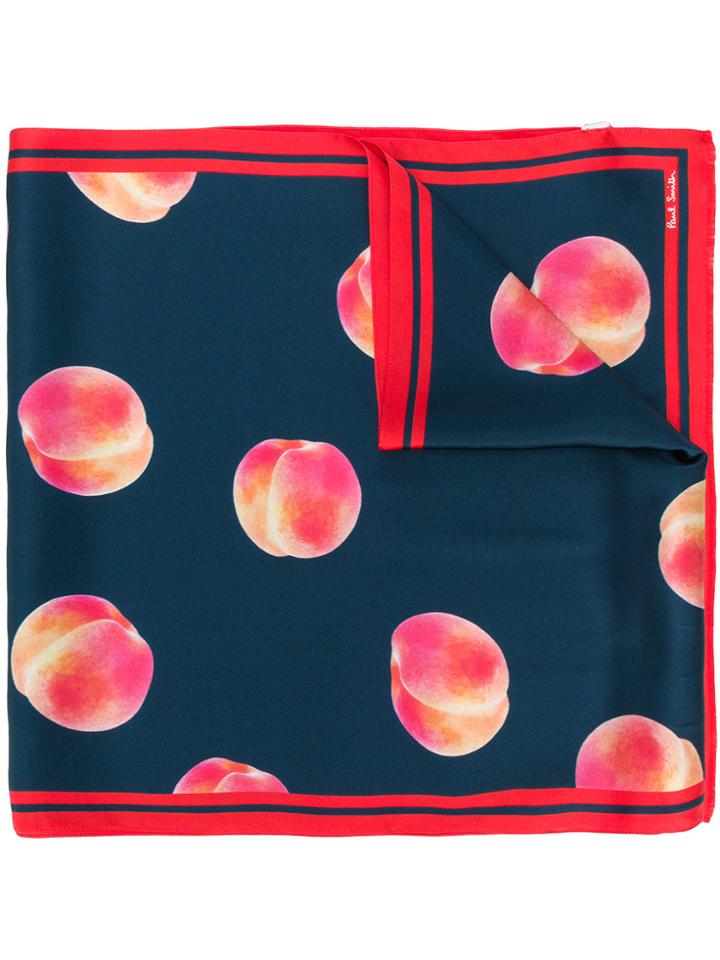 Paul Smith Peach Print Scarf - Blue