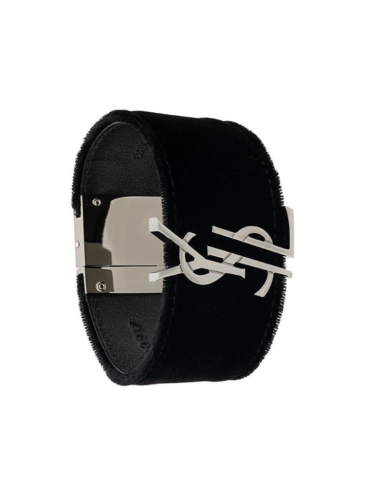 Saint Laurent Logo Bracelet Cuff - Black