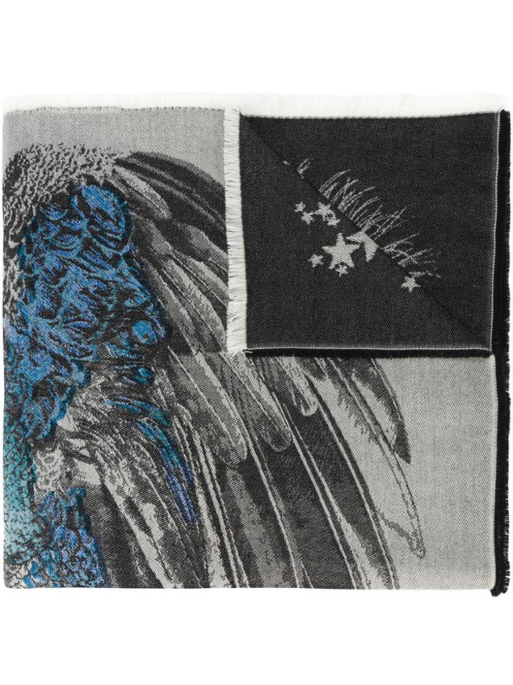 Alexander Mcqueen Star Peacock Jacquard Scarf - Grey