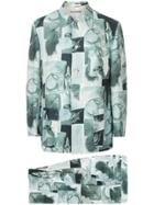 Issey Miyake Vintage Paint Print Suit - Green