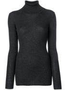 Iris Von Arnim Ribbed Roll Neck Jumper - Grey