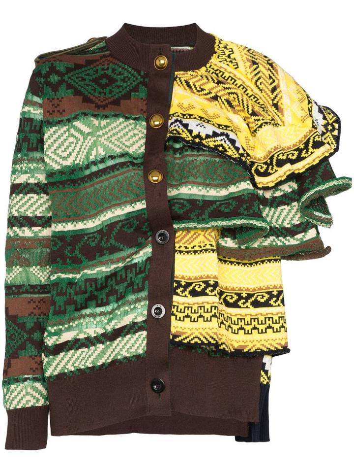 Sacai Layered Knit Cardigan - Yellow
