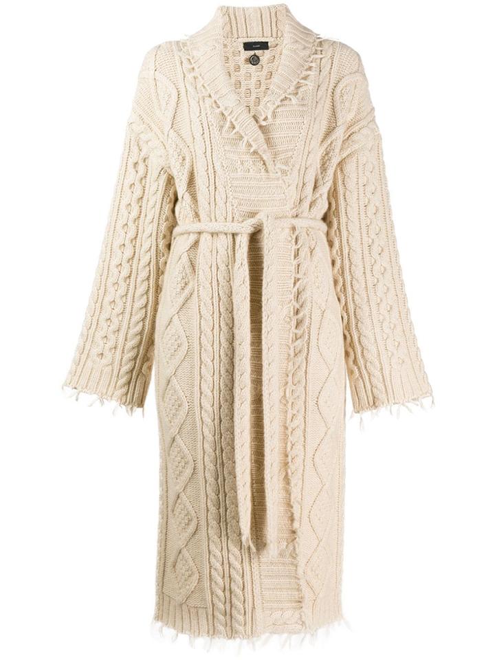 Alanui Cable Knit Robe Cardigan - White