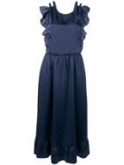 Red Valentino Stretch Compact Poplin Long Dress - Blue