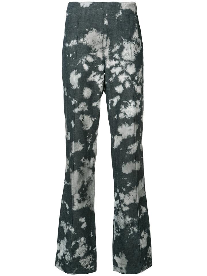 Victor Alfaro Stained Flared Trousers, Women's, Size: 4, Grey, Cotton