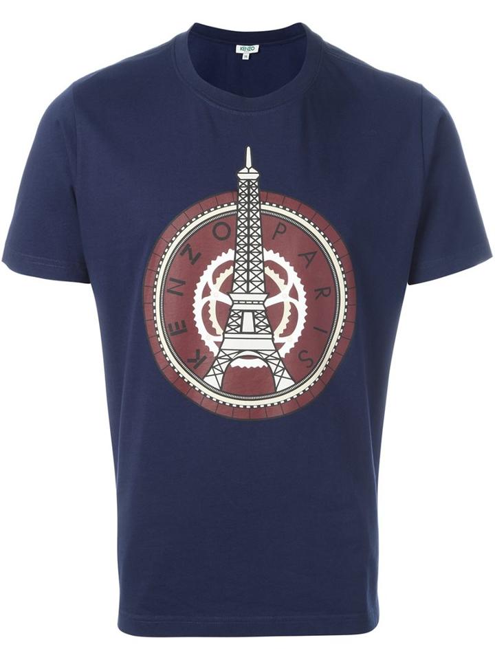 Kenzo 'eiffel Tower' T-shirt, Men's, Size: Medium, Blue, Cotton