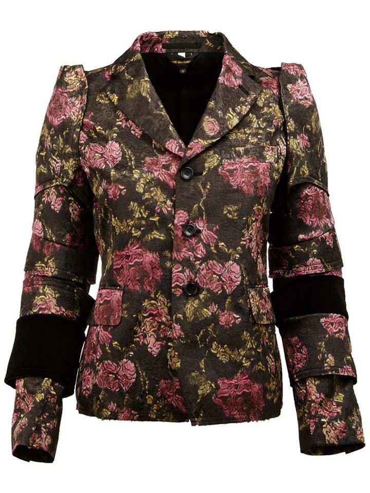 Comme Des Garçons Floral Jacquard Blazer, Women's, Size: Small, Black, Polyester/cupro/cotton