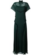 Cédric Charlier Collar Band Maxi Dress, Women's, Size: 40, Green, Silk/polyamide/acetate