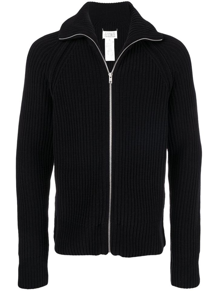 Maison Margiela Zipped Ribbed Sweater - Black