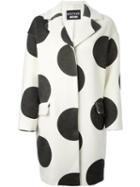 Boutique Moschino Polka Dot Coat, Women's, Size: 44, White, Polyamide/polyester/wool