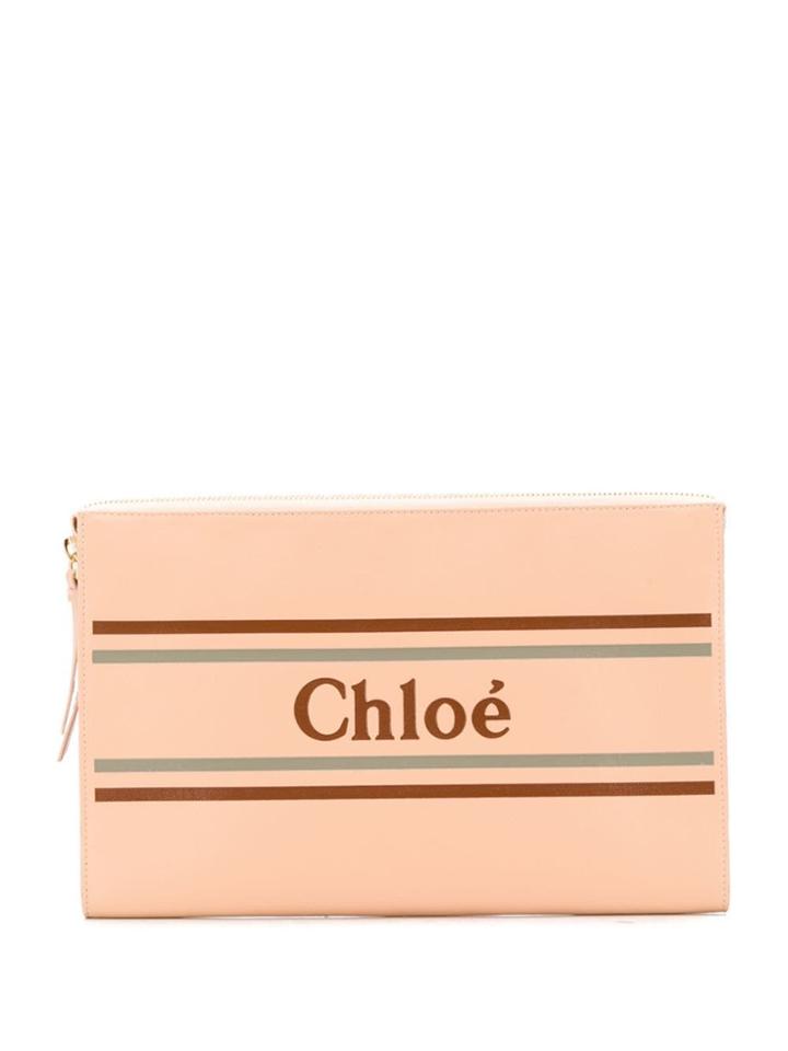 Chloé Etched Logo Clutch - Pink