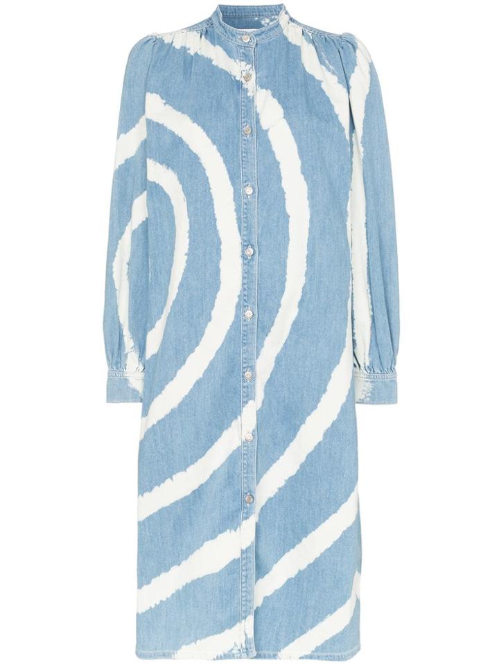 Ganni Acadia Tie-dye Shirt Dress - Blue