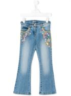 Ermanno Scervino Junior - Embroidered Flower Jeans - Kids - Cotton/spandex/elastane - 8 Yrs, Blue