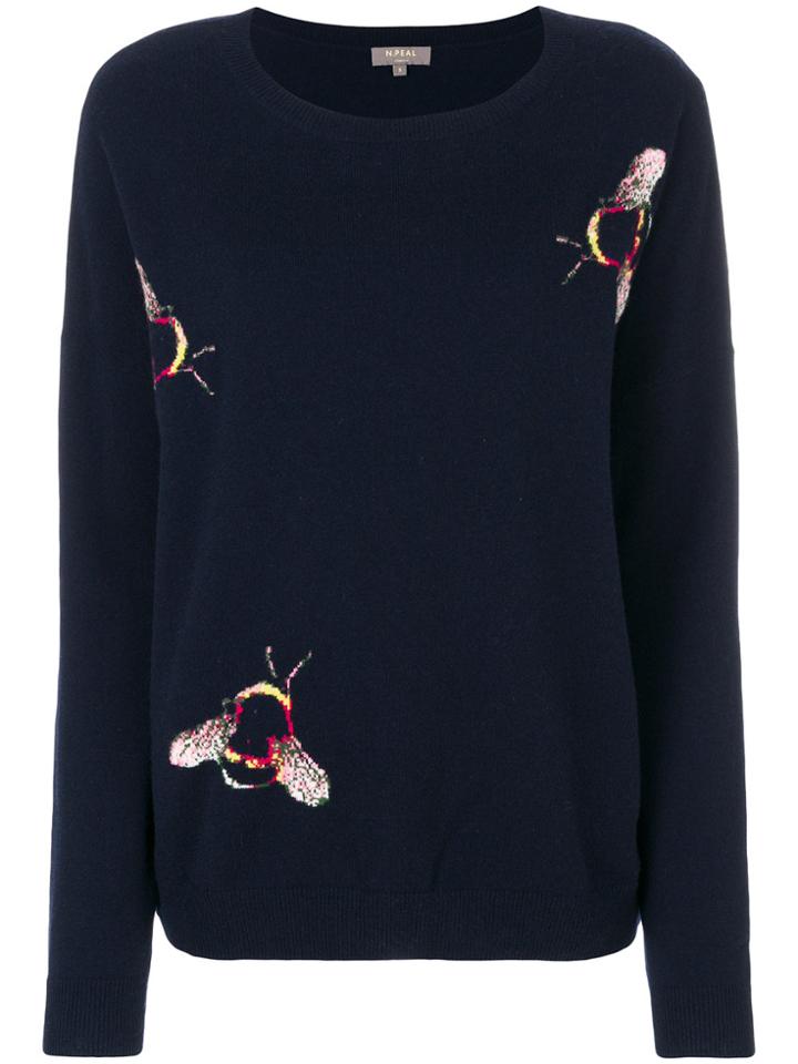 N.peal Bee Detail Intarsia Jumper - Blue