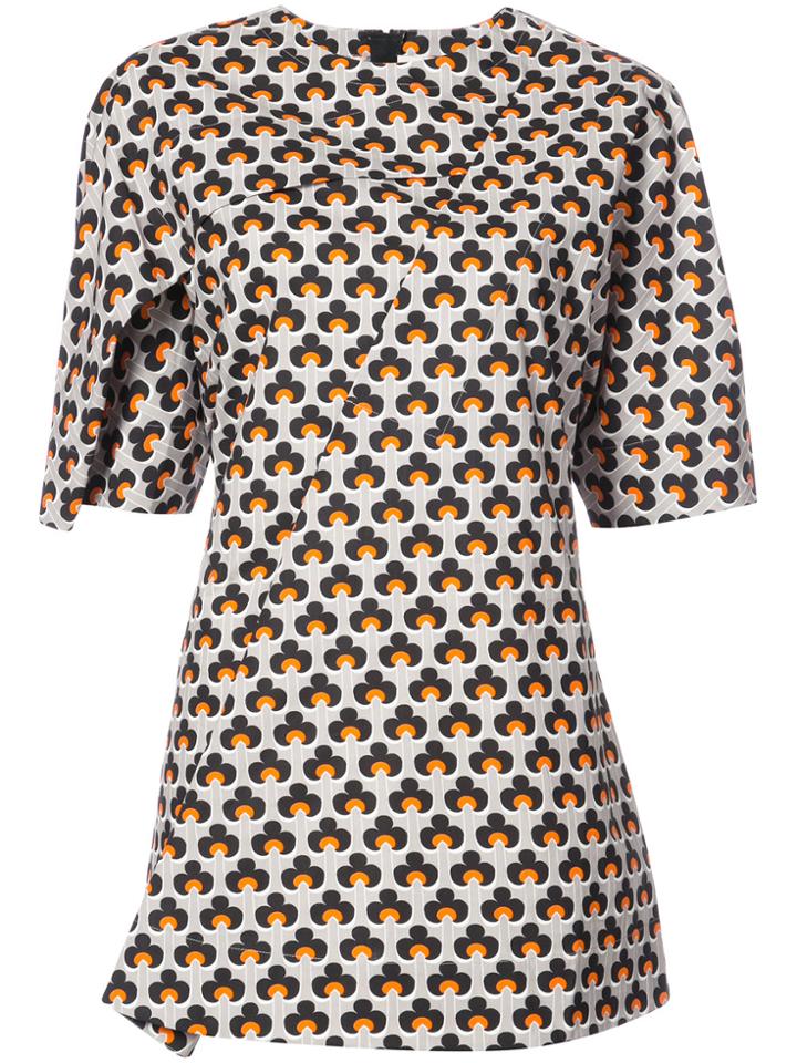 Marni Patterned Crossover Blouse - Grey
