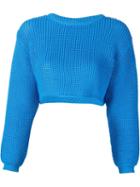 Jeremy Scott Knit Cropped Sweater, Women's, Size: 40, Blue, Polyester