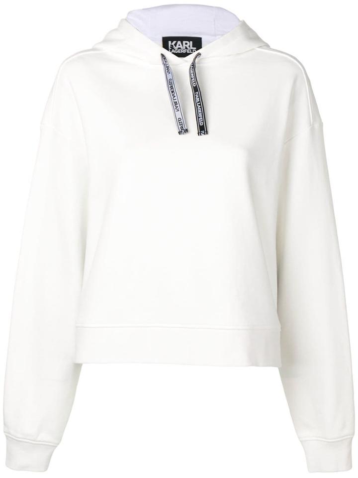 Karl Lagerfeld Fabric Mix Hoodie - White