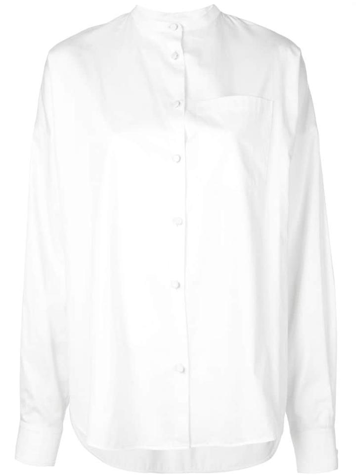 Khaite Long Sleeve Collarless Shirt - White