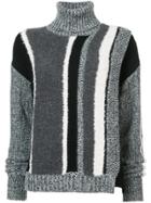 Yigal Azrouel Striped Turtleneck Sweater - Black