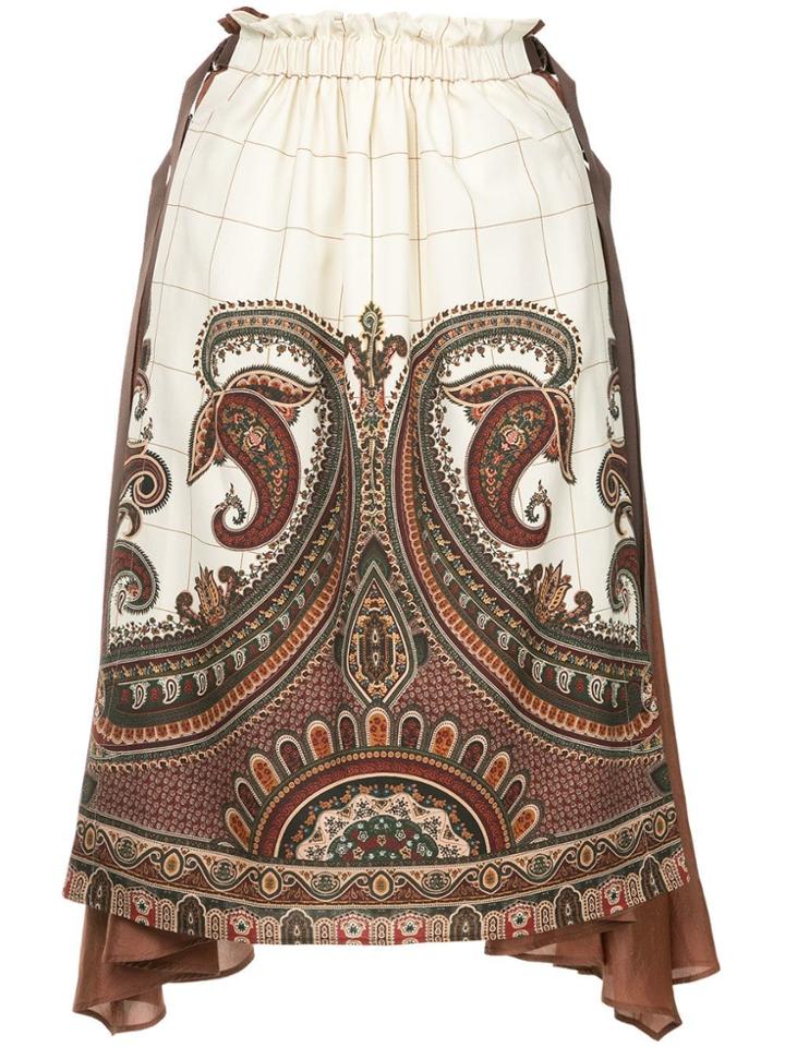 Muller Of Yoshiokubo Paisley Print Asymmetric Skirt - White