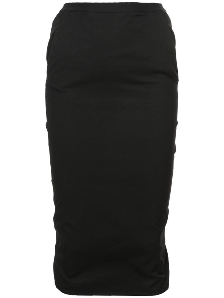 Rick Owens Layered Midi Pencil Skirt - Black