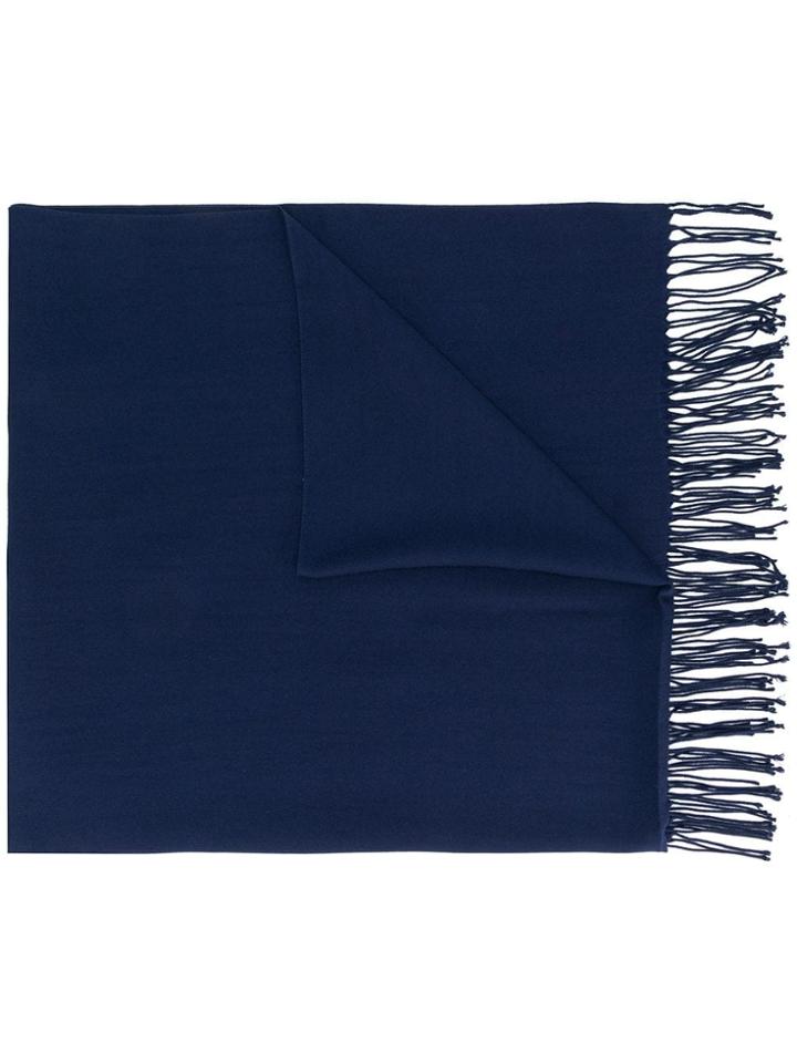 Emporio Armani Oversized Fringed Scarf - Blue