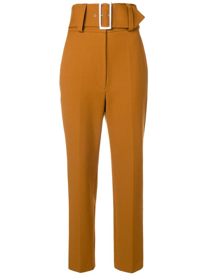 Sara Battaglia Belted High Waisted Trousers - Brown