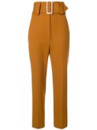Sara Battaglia Belted High Waisted Trousers - Brown