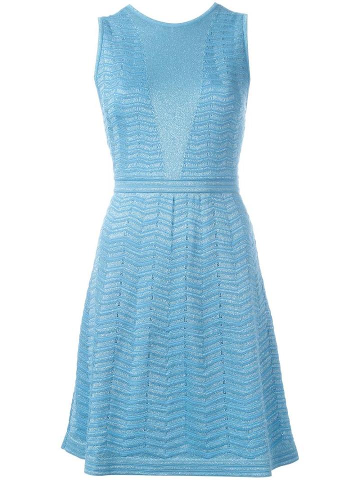 M Missoni Flared Dress, Women's, Size: 40, Blue, Polyamide/viscose/polyester/polyester